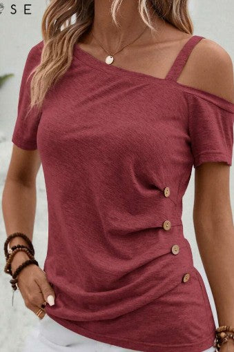 Aeryn Asymmetrical Button Tee