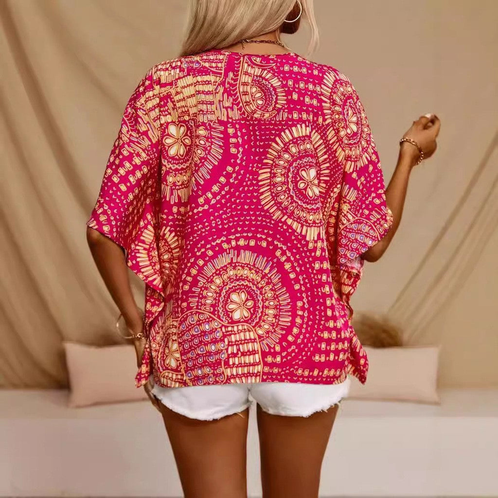 Calvera Printed V-Neck Blouse