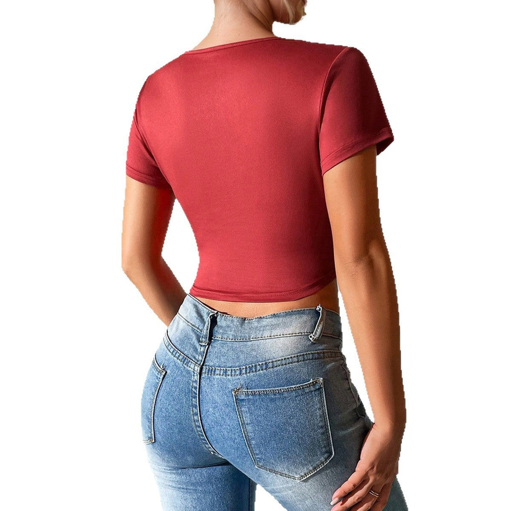 Cerys Cross-Neck Cropped Tee