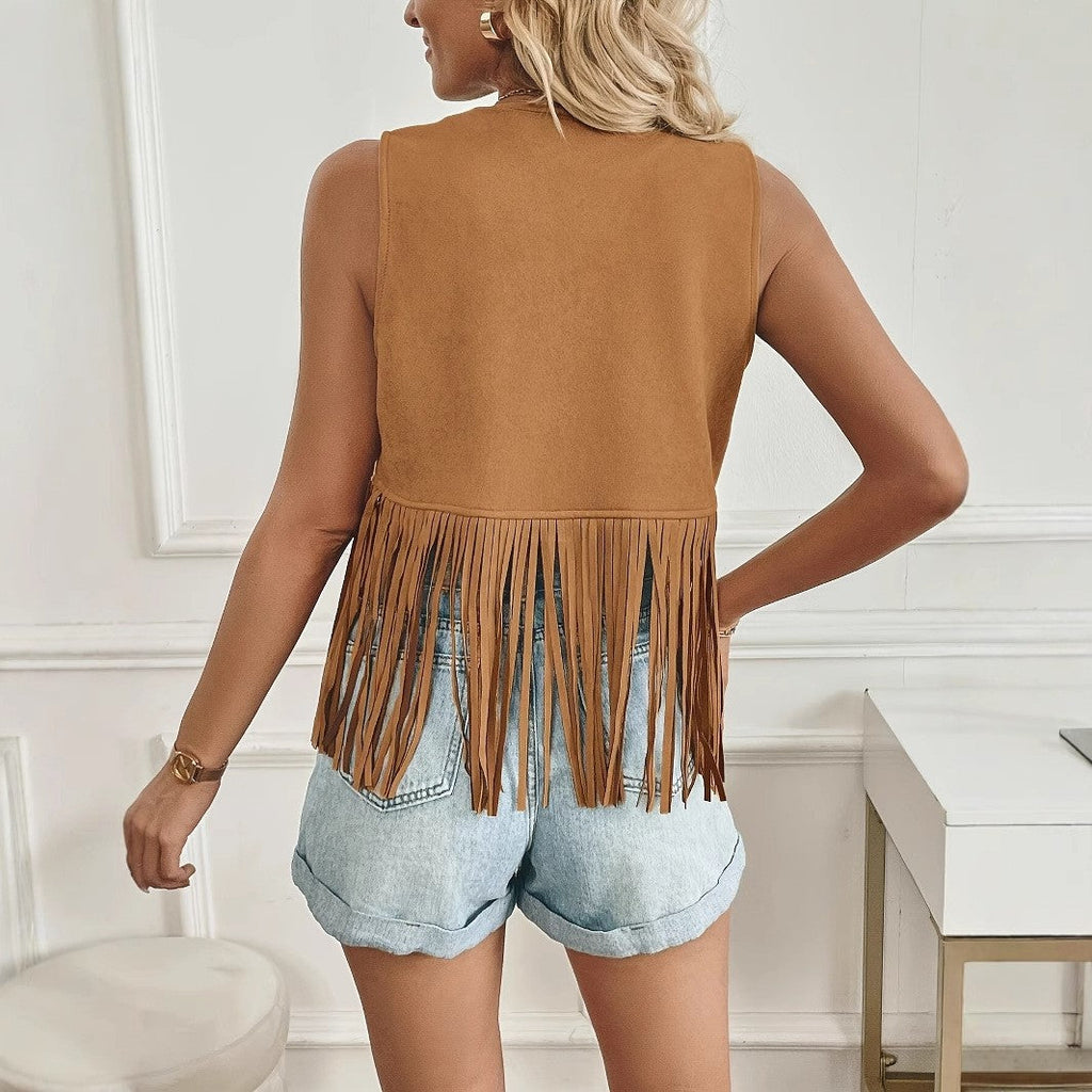 Deyara Fringe Suede-Inspired Jacket